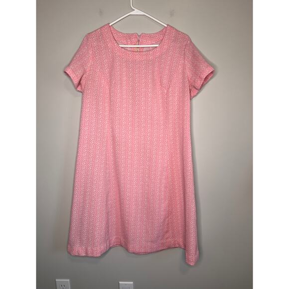 1970s Pink Textured Geometric Romantic Feminine Coquette Volup GoGo Dress L - Picture 1 of 4